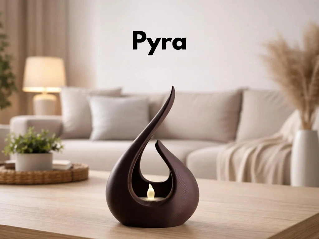 [NML-DESI-VAS-SOR-012] Pyra – Ildens ånd (Skulpturel LED-lysestage) (Sort)